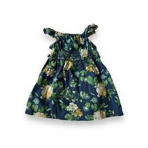 Sleeveless Floral Fit & Flare Ruffle-Trim Linen-Blend Dress for Toddler Girls